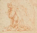 Italian School around 1700, A kneeling monk, Red chalk