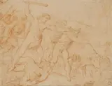Romulus and Remus battling the Cattle Thieves by circle of Giuseppe Maria Crespi, Red chalk on paper (watermarked), offered May 2020
