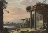 Southern Landscape with Ruins and Resting Shepherds by Johann Christoph Dietzsch, Gouache on paper, offered May 2020