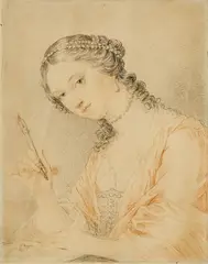Francesco Bartolozzi, Portrait of an Artist - Angelika Kauffmann, Red chalk and charcoal on paper (watermarked Pro Patria)