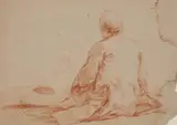 Back View of a Seated Man by Probably french school 18th century, Red chalk, sold May 2020