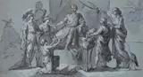 Homage to a Ruler by Roman School around 1780 & 1800, Pen in black, chalk in white on tinted paper, offered May 2020