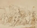 Hector's Farewell from Andromeda by Italian School around 1800, Brown ink and wash on laid paper, offered May 2020