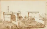 Italian City View by French School first half of the 19th century, Brown ink and wash on paper, mounted on card, offered May 2020