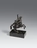 A 17th century bronze model of Nessus abducting Deianeira, presumably North Italian by Probably Northern Italy 17th century, Cast in the round and with old patina.. A cast bronze group by a follower of Giambologna, designed to be viewed in the r, sold May 2020