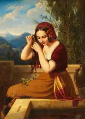 August Wilhelm Esperstedt, Young Woman by a Well, Oil on canvas