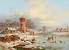 Albert Kjellberg, Winter Landscape, Oil on canvas