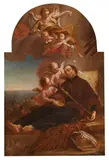 Alpine School first half 18th century, Saint Francis Xavier surrounded by Angels, Oil on canvas (relined)