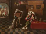 Death and the Rich Man by direct follower Frans Francken the Younger, Oil on panel, sold Mar 2020