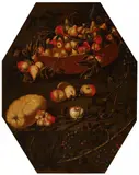 Probably Italian School 17th century, Still Life with Pears, Apples, Blackberries, and an Amalfi Lemon, Oil on canvas
