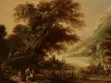 attributed to Alexander Keirincx, Travellers in a Wooded Landscape, Oil on panel