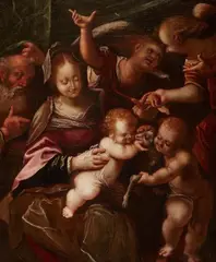 Prague School, The Holy Family with Saint John the Baptist, Oil on canvas