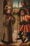 Three Scenes from the Life of Job by Southwest German School circa 1500, Oil on panel. 23.5 x 14.5 (two panels) and, offered Mar 2020
