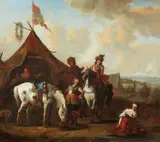 Pieter Wouwerman, Horseman by a Tent, Oil on panel (parquetted)