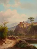 Guido Agostini, Two Views of Florence and Tivoli, Oil on canvas (relined). Each