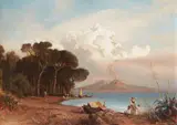 Albert Arnz, The Bay of Naples with Mount Vesuvius, Oil on canvas (relined)