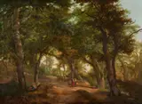 Hendrikus van de Sande Bakhuyzen, Figures in a Wooded Landscape, Oil on panel