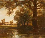Théophile de Bock, Landscape with a Pond, Oil on canvas