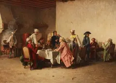 Eugène Fichel, Tavern Scene, Oil on panel