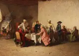 Eugène Fichel, Tavern Scene, Oil on panel