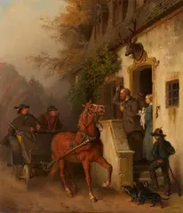 Eugen Hess, Meeting for the Hunt, Oil on panel