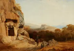 Harry John Johnson, Rock Tomb at Pinara with a View of Xanthos Valley in Asia Minor, Oil on canvas (relined)
