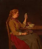 Johann Georg Meyer, Woman Seated at a Kitchen Table