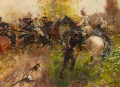 Theodor Rocholl, Cavalry Battle, Oil on canvas