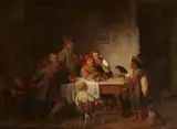 Heinrich von Rustige, A Savoy Youth in a Swabian Village Tavern, Oil on canvas (relined)