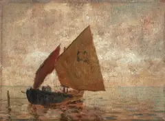 Gustav Schönleber, Venetian Fishing Boat on the Lagoon, Oil on panel
