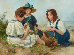 Hermann Seeger, Three Girls on the Beach, Oil on canvas