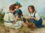 Hermann Seeger, Three Girls on the Beach, Oil on canvas