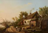 Henry Voordecker, Peasant Cottage by a Lake, Oil on panel