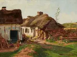 Fritz von Wille, Farmstead with a Young Couple and an Older Woman