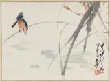 Chao Shao-an, A bird on a branch. Ink and colour on paper. Inscription, dated cyclically jiaxu (1934) signed Shao'ang and sealed Shao'ang... . Matted, framed and glazed., A bird on a branch. Ink and colour on paper. Inscription, dated cyclically jiaxu (1934) signed Shao'ang and sealed Shao'ang... . Matted, framed and glazed