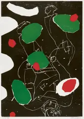 Puck (schwarz) by Georg Baselitz, 1993, Colour woodcut on paper, sold Dec 2019