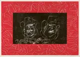 Georg Baselitz, Rote Schwestern - Aman, 1994, Colour woodcut on paper