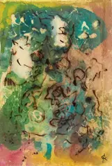 Rolf Cavael, Untitled, 2 works: mixed media on card and on paper resp. Approx