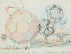 Albert Flocon, La Bisquine, 1989, Graphite and coloured pencil on card