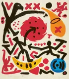 Untitled by A. R. Penck, 1992, Colour woodcut on card, sold Dec 2019