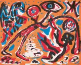 Untitled by A. R. Penck, Colour silkscreen on card, sold Dec 2019