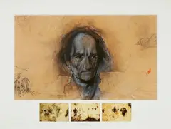 Ernest Pignon-Ernest, Etude pour le mur Artaud, buanderie de l'Hôpital d'Ivry, 1997, Mixed media on paper collage. Photographs on matt