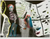 Sigmar Polke, S. schmeckt Pfirsich von H., 1996, Colour grano-lithograph with embossing on card