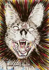 Cornelius Quabeck, Hellfire Cat, 2006, Gouache on card