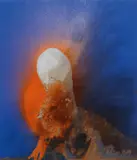 Otto Piene, Leguan, 1976, Gouache and traces of fire on card