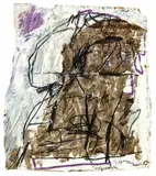 Emil Schumacher, G-5/1985, 1985, Gouache and charcoal on folded paper. Approx