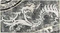 Marcel Odenbach, Untitled (Intarsie), 1991, India ink and pencil on collage made of black-and-white copies on card