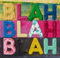 Blah Blah Blah by Mel Bochner, 2017, Monoprint with collage and etching with embossing on card, sold Nov 2019