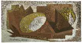 Serge Charchoune, Nature morte pointilliste, 1943, Oil on black tinted thin wooden panel 13.7/