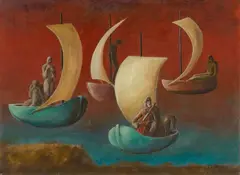 Edgar Ende, Musik, 1948, Oil on paper, mounted on fibreboard
